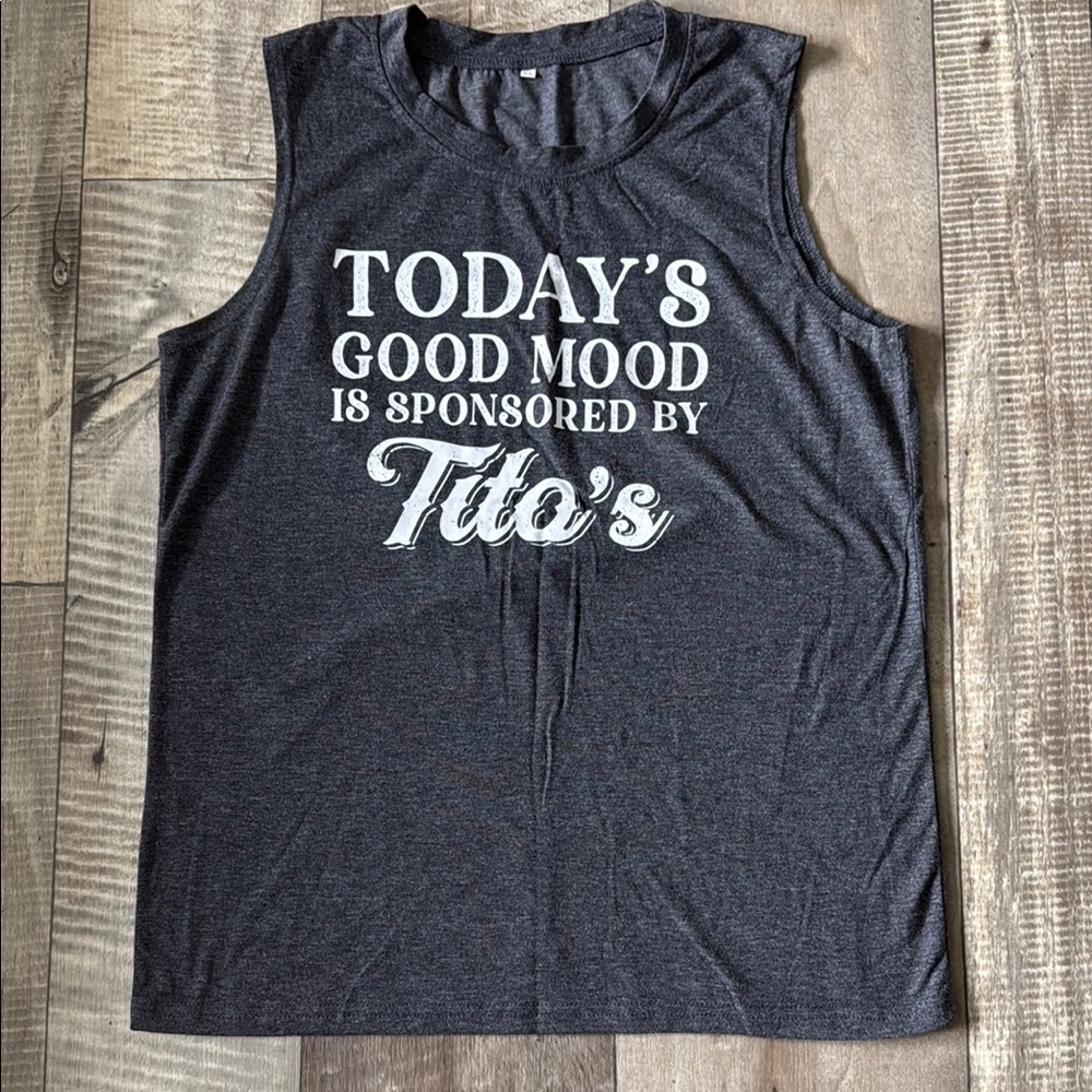 Gray Sleeveless Graphic Tee